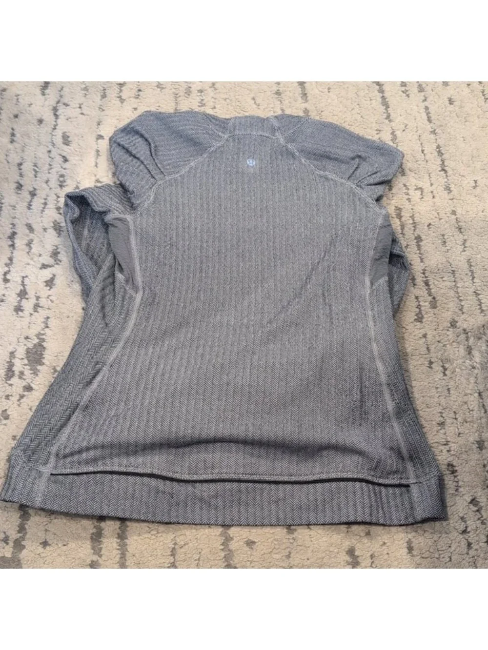 Lululemon Think Fast Long Sleeve Heathered Herringbone Silver Spoon Blk